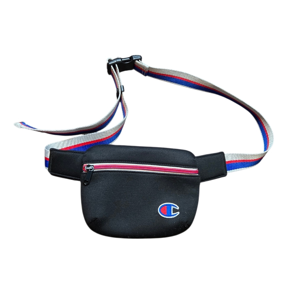 Champion Black Fanny Pack Belt Bag‎ Logo Zip Pouch Streetwear Travel Festival